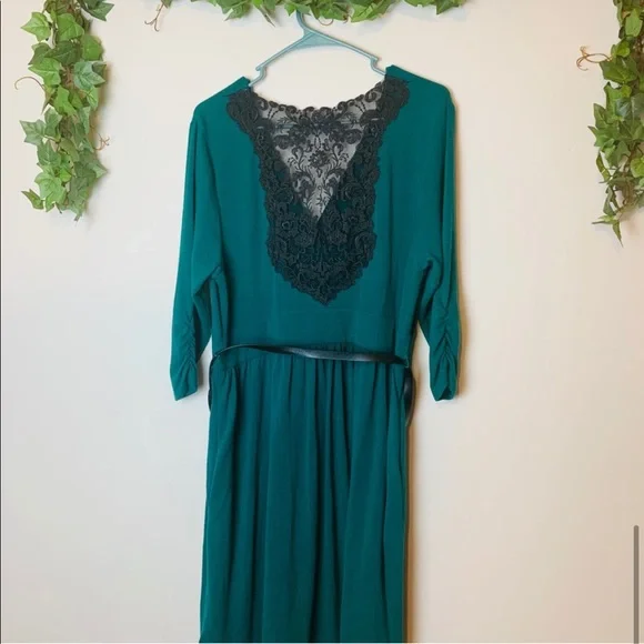 Torrid Lace Back Belted Teal Green Knit Dress - Picture 8 of 10